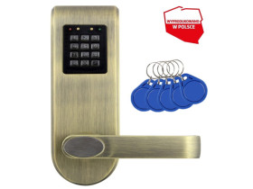 Szyld z kontrolą dostępu "EURA" ELH-72B9/BRASS z czytnikiem RFID i szyfratorem uniwersalny rozstaw śrub WE1A7008 EURA-TECH