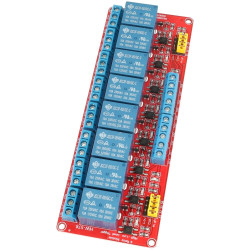 Moduł przekaźników 8 kanałów z optoizolacją 5 V czerwony