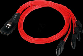 SAS8087S4R50 SAS-Cable, SFF-8087 &gt; 4x SATA, 0,5 m, reverse