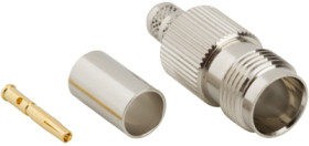 TNC jack 75 Ω, RG-59, RG-62, Belden 8221, Belden 9228, crimp connection, straight, 122125