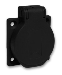 Gniazdo PK, czarne, 2p+PE, 10/16A, 250 V, niemieckie, IP54, podtynkowe PKS51N