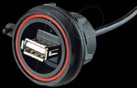 PX0843/A Front panel mounting USB connector, IP68 type A, crimp
