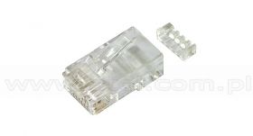 Wtyk RJ-45, 8p8c, kat6, na przewód okrągły, linkę, wkładka dwupoziomowa, UTP
