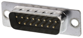 Złącze D-Sub 15-pinowe Męski Proste Montaż na panelu Złoto