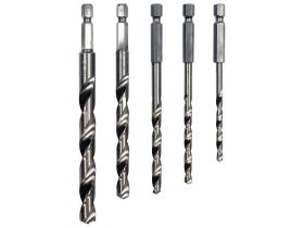 Komplet 5 wierteł do metalu HSS uchwyt Hex 1/4"