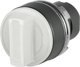Toggle switch, 3 switching positions, illuminable, latching, waistband round, white, front ring black, 2 x 45°, mounting Ø 22.3