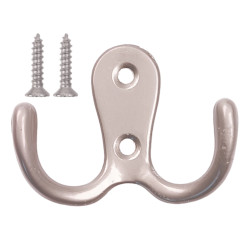 Wieszak podwójny ścienny - srebrny - matowy - A2700 - Haczyk metalowy na ubrania