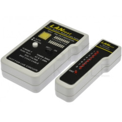 Tester kabli sieciowych LAN RJ45 + RJ12 / RJ11 + BNC z diodami LED czarny NEKU