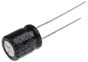 Kondensator 220μF 50V dc Radialny, Otwór przelotowy RS PRO roztaw: 5mm 10 (Dia.) x 12mm