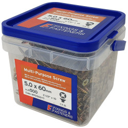 ForgeFix MPS560YT MultiPurpose Pozi Compatible Screw CSK ST ZYP 5.0x60mm Tub500