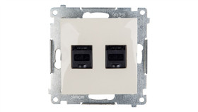 Simon 54 Gniazdo Komputerowe Podwójne 2Xrj45 Kat.6 Z Przesłoną Kremowe D62.01/41