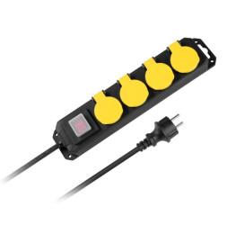 PRZEDŁUŻACZ OGRODOWY 4 GNIAZDA BEZ PRZEŁĄCZNIKA 1,5m REBEL IP44