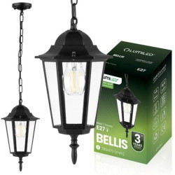 Lampa Ogrodowa Wisząca Zewnętrzna E27 LATARNIA Czarna BELLIS LUMILED