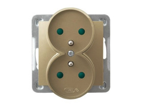 IMPRESJA Gniazdo podwójne z uziemieniem z przesłonami torów prądowych moduł bez ramki złoty metalik GP-2YRAZP/m/28 OSPEL