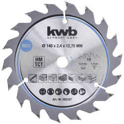 kwb 582357 Circular Saw Blade 140x12.75mm Carbide for clean Wood cuts