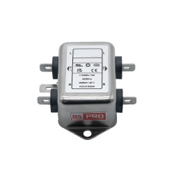 Filtr sieciowy 10A 1-fazowy 1MΩ 115/250 V AC 50 → 60Hz 2 x 1,0mH RS PRO Montaż w obudowie