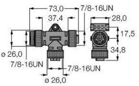 Turck U2385-7 Rozdzielacz i adapter czujnika/aktuatora rozdzielacz T 1 szt.
