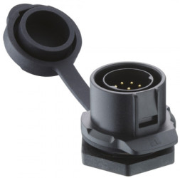 Panel plug, 5 pole, solder connection, quick locking, straight, 2630 05 T22CB100