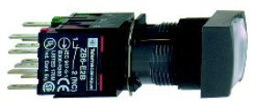 Przycisk kompletny biały kwadr. kryty podśw. O16 zatrzaskowy 1NO+1NC 12...24V XB6CF1B5B