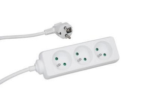 PRZEDŁUŻACZ LISTWOWY P330 3X 3M Z/U OKRĄGŁY WTYCZKA KĄTOWA 3x1,0mm2 IP20 10A 250V~ BIAŁY