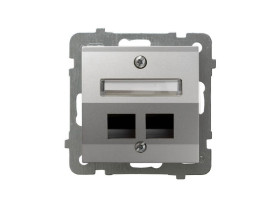AS Obudowa gniazda komputerowego podwójne typu KEYSTONE skośna srebrna GPK-2GS/p/18 OSPEL