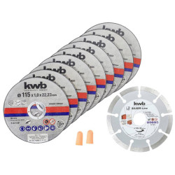 kwb 712031 Cutting disc set 115mm 10 pcs stainless/stone box free plugs