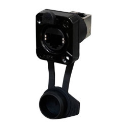 Rean RRE8F-Z-011-1 RJ45 Feed Through 90&#xB0; Up Black Airtight IP65 Socket