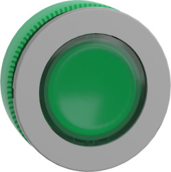 Pushbutton, for universal LED, illuminable, waistband round, green, front ring light gray, mounting Ø 30.5 mm, ZB5FA38C0