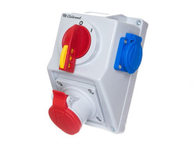 Zestaw gniazdo siłowe z wyłącznikiem 0-1 (zero jeden) 1x16A/4p/400V 1x16A/3p/250V IP54 C16-18.1 971615 ELEKTROMET