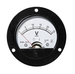 25V DC Class 2.5 Analogue Voltmeter, Round