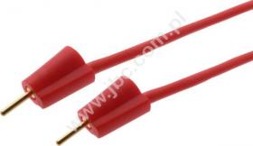 209100-AR-20-RT Przewód SIL 0,22mm2, 0,2m, 2x(wtyk z dodatkowym gniazdem do połączeń wieżowych) 1,0mm, czerwony, ELECTRO-PJP, 20