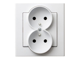 SONATA Gniazdo podwójne z uziemieniem IP20 z ramką biały GP-2RZ/00 OSPEL