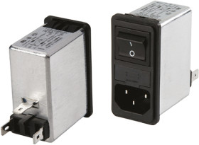 Gniazdo zasilające IEC z filtrem przeciwzakłóceniowym2 4A C14 Schaffner Zatrzask 5 x 20mm