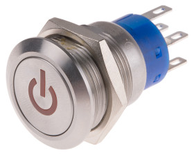 Nasadka przełącznika Chwilowy DPDT średnica wycięcia 19mm, montaż panelowy RS PRO