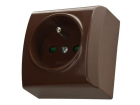 BIS Gniazdo pojedyncze z uziemieniem z przesłonami torów prądowych brązowy GN-1BZP/24 OSPEL
