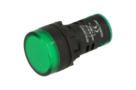 Kontrolka; FL1P-22NA- 1_AGXX024V; 22mm; podświetlenie LED 24V; zielony; śrubowe; czarny; IP67; 38mm; FILN; RoHS