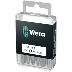 Wera 05072401001 Classic 1/4in Hexagon Drive Phillips Bit PH2, Pack of 10