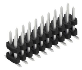 Pin header, 20 pole, pitch 2 mm, angled, black, SLY12SMD05120Z