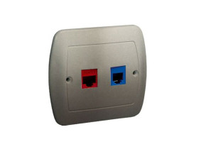 AKORD Gniazdo komputerowo/telefoniczne satyna metalik RJ45 kat.5e + RJ12 A5T/29 KONTAKT SIMON