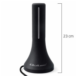 Qoltec Wewnętrzna mocna Antena TV DVB-T/T2 wzmacniacz sygnału 4K wysoki zysk 32dBi 360º Kabel 4m