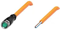 Sensor actuator cable, M8 cable socket, straight, A to open end, 4 pole, 2 m, PUR, orange, 4 A, 70124952-100027