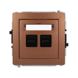 DECO Mechanizm ładowarki USB podwójnej 2xUSB C, 20W max., brązowy metalik 9DCUSB-7