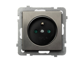 SONATA Gniazdo pojedyncze z uziemieniem z przesłonami torów prądowych stal inox GP-1RMZP/m/37 OSPEL