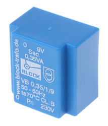 Transformator do druku 9V ac 230V ac 1 wyjście wyjścia THT 0.35VA