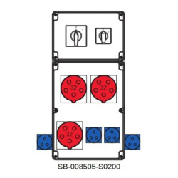 Rozdzielnica 0-1(32A) 0-1(16A) 3x5x32A 4x3x16A INA=32A IP54 SB-008505-S0200-54