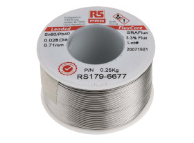 Lutowie z ołowiem średnica 0.7mm RS PRO 40% Pb temp. topnienia 183°C 250g 60% Zn