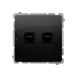 Simon Basic Gniazdo telefoniczne RJ11 podwójne (moduł). Montaż gniazda na wkręty do puszki czarny BMTF2.02/49