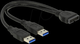 83910 Cable USB 3.0 Pin header male &gt; 2 x USB 3.0 Type-A male 25 cm