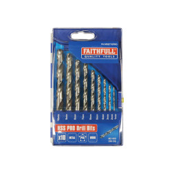 Faithfull FAIMSET10PRO HSS Drill Bit Set of 10 M2 1 - 10mm