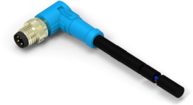 Sensor actuator cable, M8-cable plug, angled to open end, 4 pole, 1 m, PVC, black, 3 A, T4061210004-002